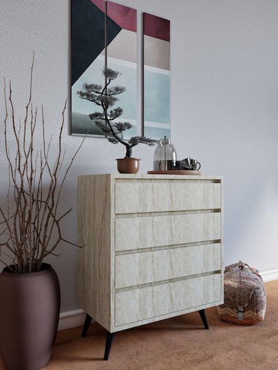 Suvera Wooden Chest of Drawers Travertine Beige 70x40x86cm