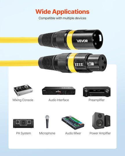 Vevor XLR male to 7.62m Cable Gold (KNYPXKNGDM25XDW13001V9)
