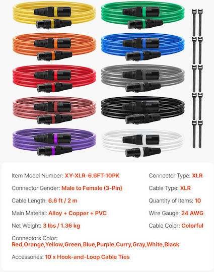 Vevor XLR male to 2m Cable (KNYPXKNGDM65XWKS8001V9)