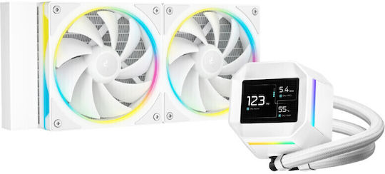 Deepcool LM240 Υδρόψυξη AIO CPU με 2 Ανεμιστήρες 120mm και RGB Φωτισμό Λευκή