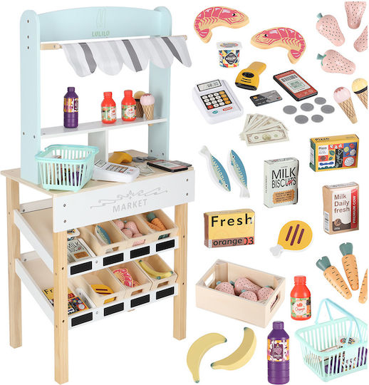 Wooden Grocery Store with Accessories 97x27x45