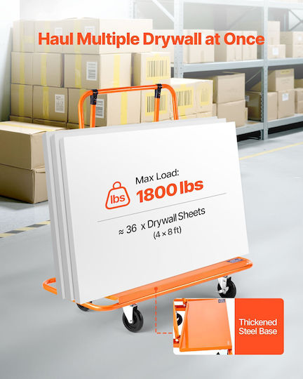 Vevor Transport Trolley for Weight Load up to 816kg Orange