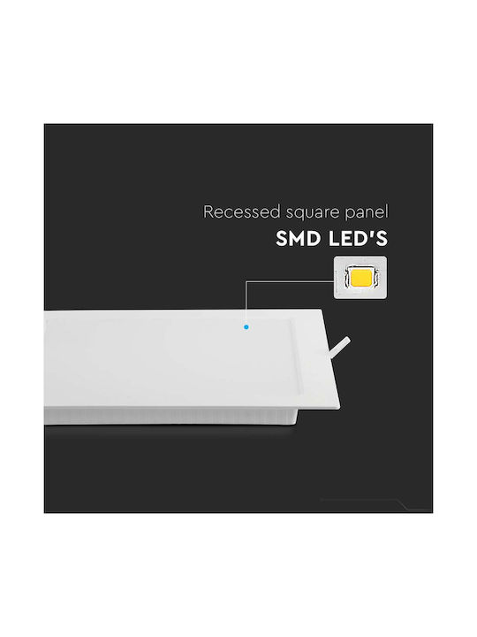 V-TAC Rechteckig Metallisch Einbau Spot mit integriertem LED und Kaltweißes Licht Weiß 1Stück