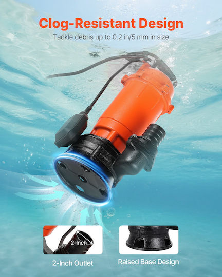 Vevor Αντλία Ακαθάρτων / Λυμάτων 1500W QSWNBZT1500WTRW4D001V2