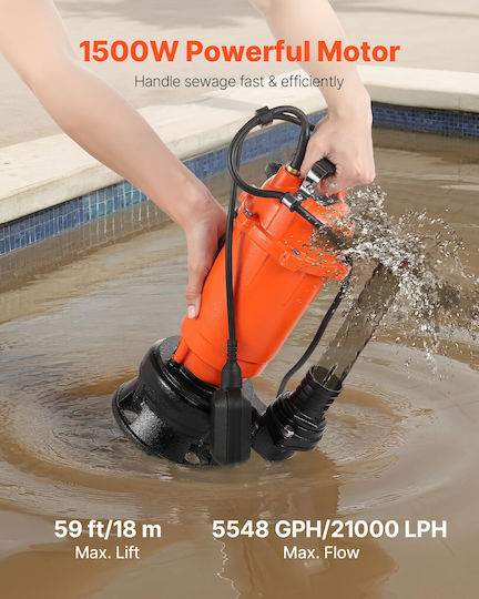Vevor Αντλία Ακαθάρτων / Λυμάτων 1500W QSWNBZT1500WTRW4D001V2
