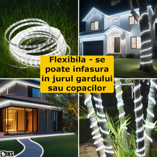 Țeavă luminată 48 Becuri 220V Alb rece 100m IP65