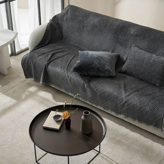 Gofis Home Ondine Ριχτάρι Διθέσιου Καναπέ Ζακάρ 180x250εκ. Γκρι