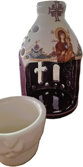 Ceramic Vigil Oil Lamp Glass Light Bicolor Ceramic Vigil Oil Lamp Glass Bicolor White Dark Brown Vigil Oil Lamp Dimensions Diameter × Height 10.5 × 17.5 Cm