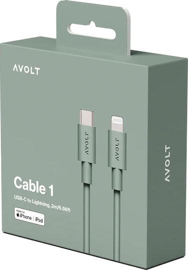 Data Fast Charging Cable Usb-c/lightning Apple Avolt 2 Meters Sage