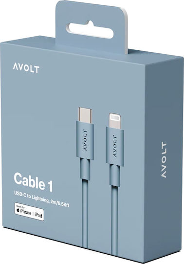 Data Fast Charging Cable Usb-c/lightning Apple Avolt 2 Meters Blue