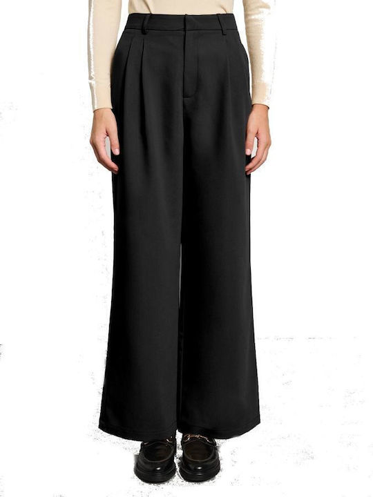 Women's High-waisted Fabric Trousers Black