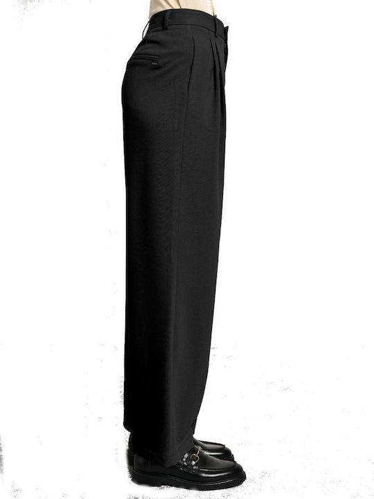 Women's High-waisted Fabric Trousers Black