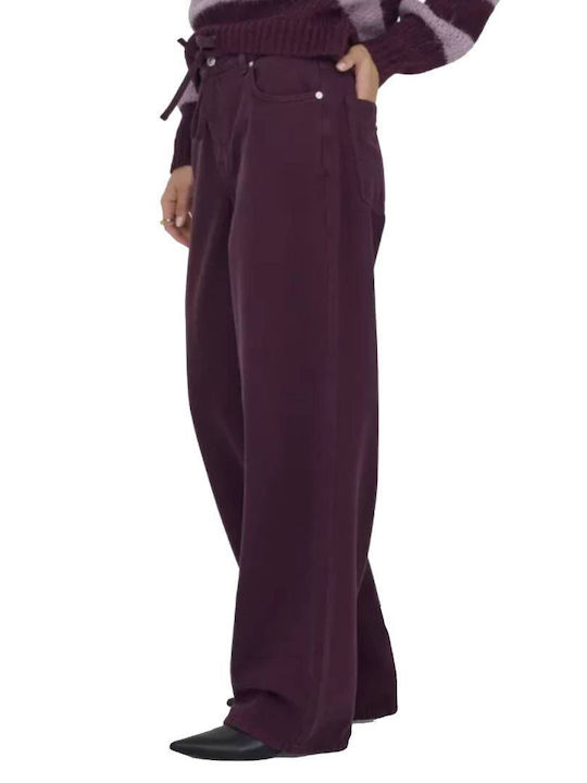 Mw Women's Jean Pants Burgundy