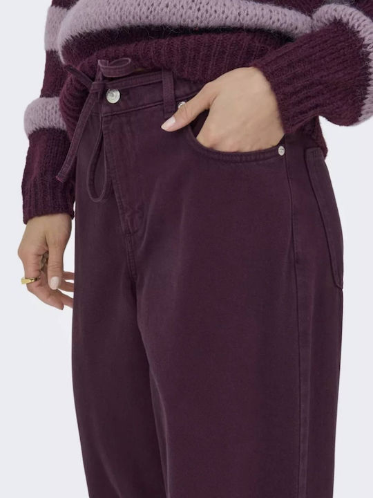 Mw Women's Jean Pants Burgundy