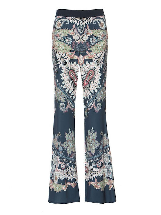 Damen Stoff Hose mit Gummizug Blue