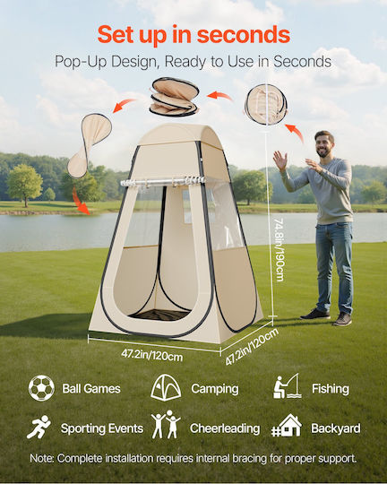 Vevor 1.2x1.2 M Waterproof Bubble Tent Transparent View Floor