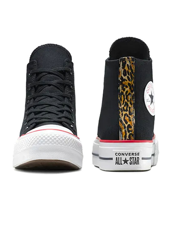 Chuck Taylor All Star Lift Platform Дамски Сникърси Черни Бели Червени