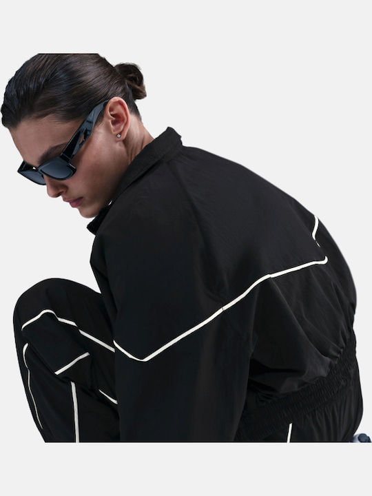 Windrunner Women's Crop Sports Jacket for Winter Black