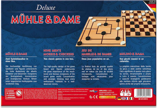 Board Game Mühle & Dame Deluxe for 2 Players 6+ Years Old (GER) Noris