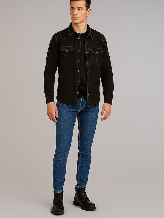 Long-sleeved Denim Shirt Gray