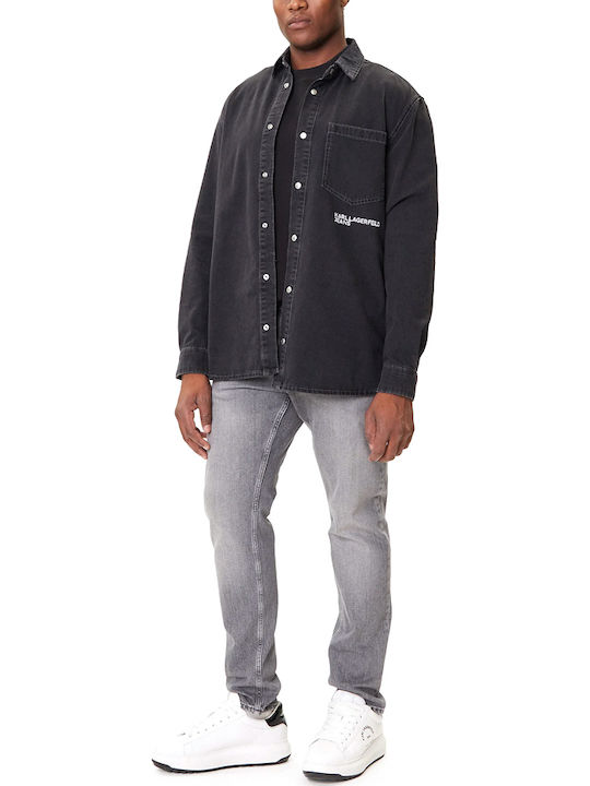 Long-sleeved Denim Shirt Black