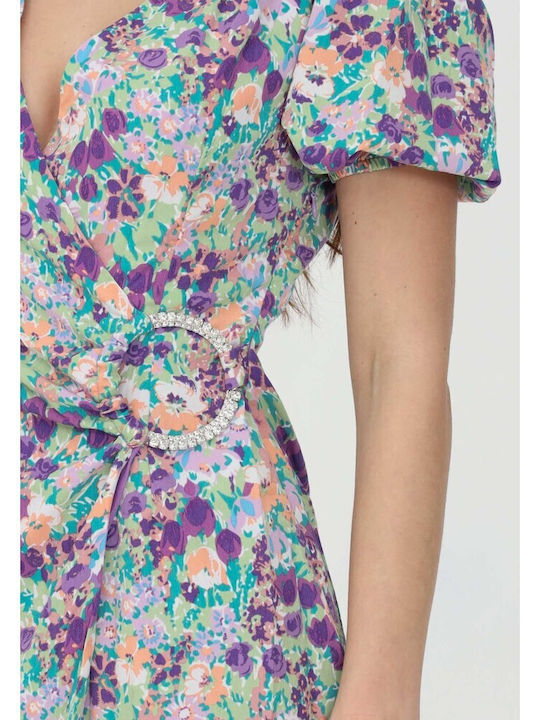 Summer Mini Dress Wrap Lilac