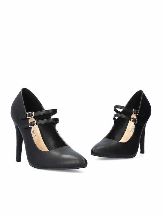Pumps mit Riemchen & hoher Absatz Schwarz