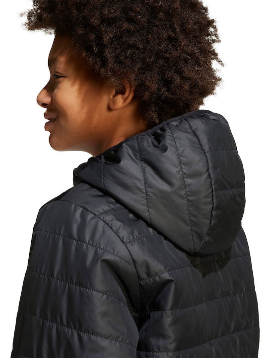 Kids' Sports Jacket with Hood Black Padded