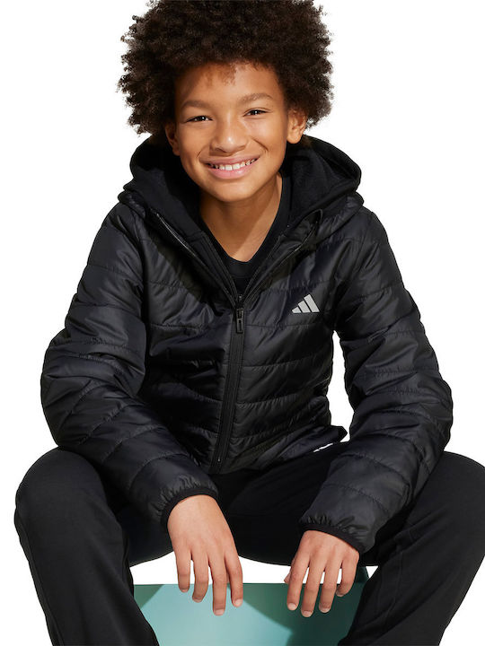 Kids' Sports Jacket with Hood Black Padded