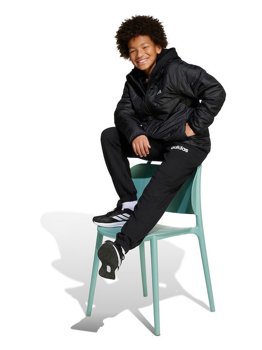 Kids' Sports Jacket with Hood Black Padded