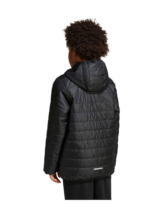 Kids' Sports Jacket with Hood Black Padded