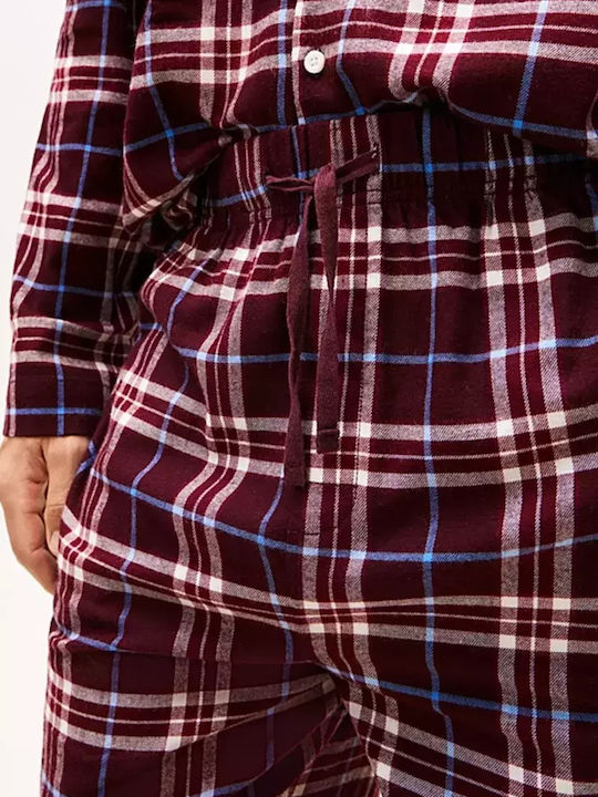 Tommy Hilfiger Men's Winter Pajamas Set Burgundy