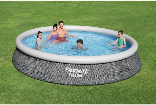 Bestway Στρογγυλή Πισίνα Φουσκωτή 457x84εκ. Γκρι