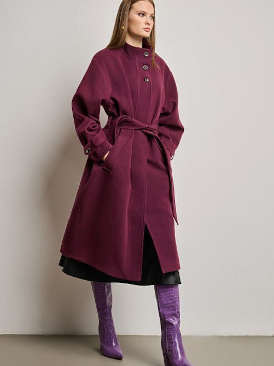 Дамско Бордо Палто Oversized