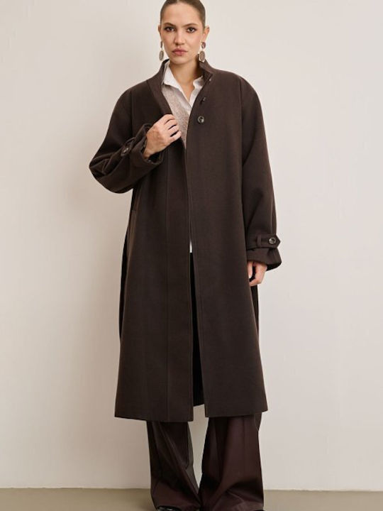Дамско Кафяв Палто Oversized