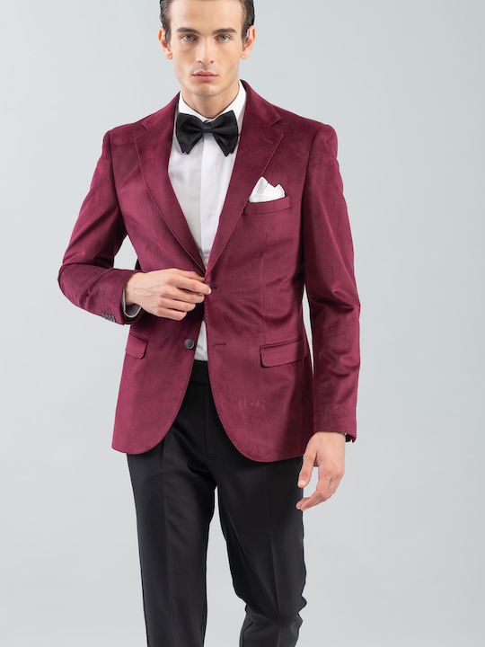 Men's Winter Suit Jacket Slim Fit Burgundy