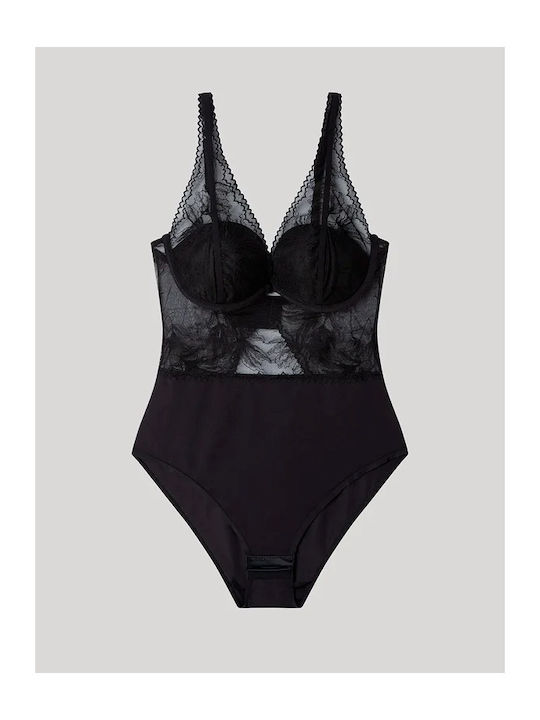 Gisela Κορμάκι Γυναικείο Δαντέλα Regular Fit 2/10125u Black
