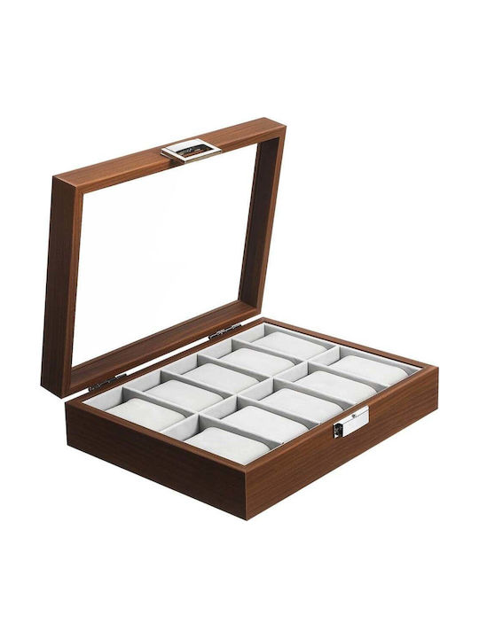 Elegant Wooden Box Storage Organization 10 Watches Pufo Gentleman Model Brown Elegant Wooden Box Storage Organization 10 Watches Pufo Gentleman Model Brown