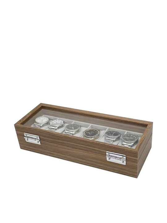 Elegant Wooden Case Storage Organization 6 Watches Pufo Gentleman Model Brown