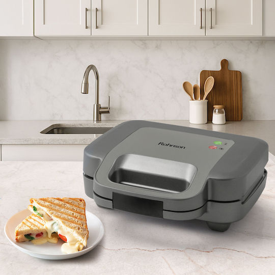Rohnson Sandwich Maker Grill with Removable Ceramic Plates 1000W Grey