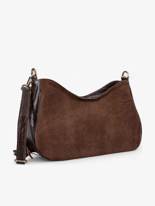 Leder Damentasche Schultertasche Brown suede