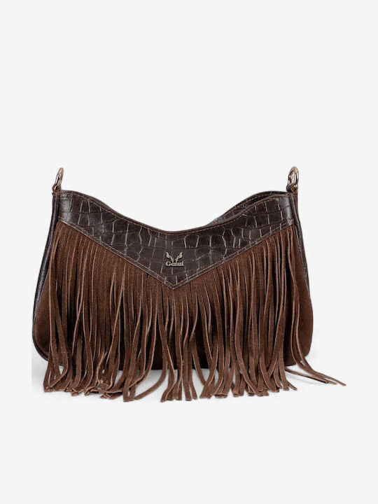 Leder Damentasche Schultertasche Brown suede