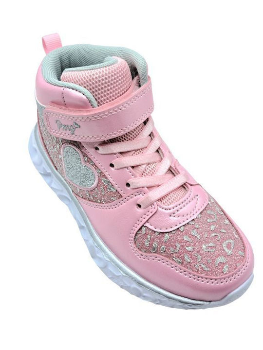 Anatomisch Kinderstiefeletten mit Klettverschluss & Lichtern Rosa