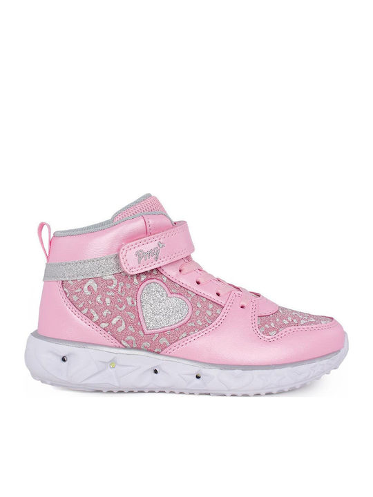 Anatomisch Kinderstiefeletten mit Klettverschluss & Lichtern Rosa