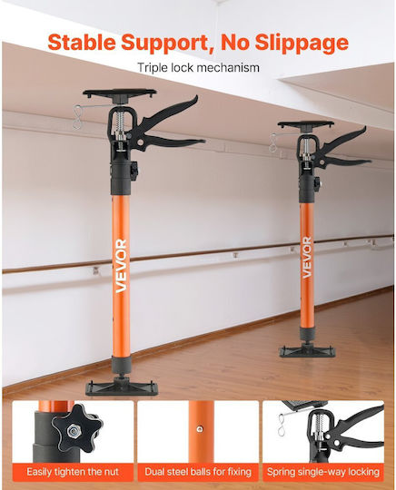 Vevor Cabinet Jack Support Post 2 Pieces Telescopic Quick Support Steel Rod 54-155 Cm Adjustable Third Hand System Capacity Up To 70 Kg Cabinet Installation Drywall Lifting Load Bars