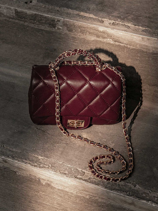 Celestino Women's Quilted Shoulder Bag Chain Burgundy