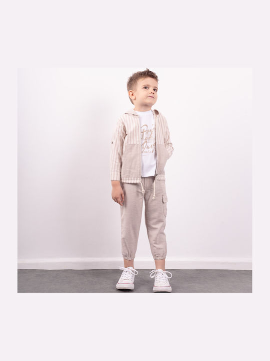 Set pentru copii cu pantaloni Iarnă 3buc Ecru