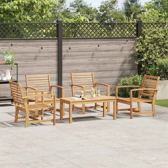 Outdoor Living Room Set 5 Pieces Natural