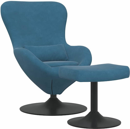 Armchair with Footstool Blue 63x73x90cm