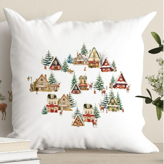Lenjerii Deosebite Husă Decorativă de Crăciun pentru Pernă Pătrată Cabin Alb 45x45buc